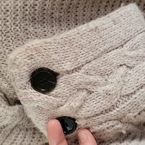Zara Cardigan Sweater Large Alpaca blend Tan Cable knit details - Picture 6 of 7